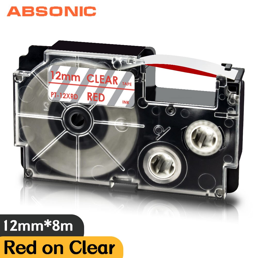 XR-12WER Replacement Casio Label Tape XR 12WER Red on White 12mm*8m Label Cassette for Casio Label Printer KL-750 KL-7400 KL-820: Light Grey