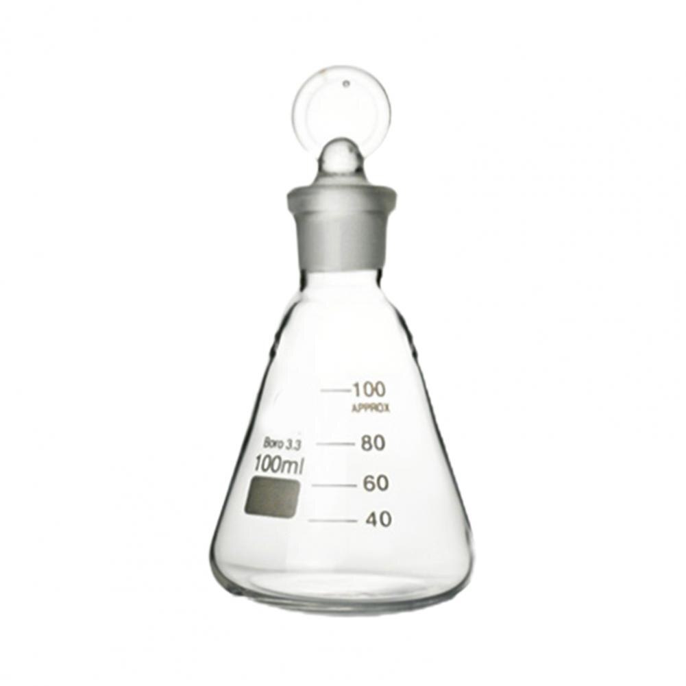 ! Frasco cónico triangular de cristal sin plomo para laboratorio, con tapón, abertura estrecha, 50-1000ml: 100ml