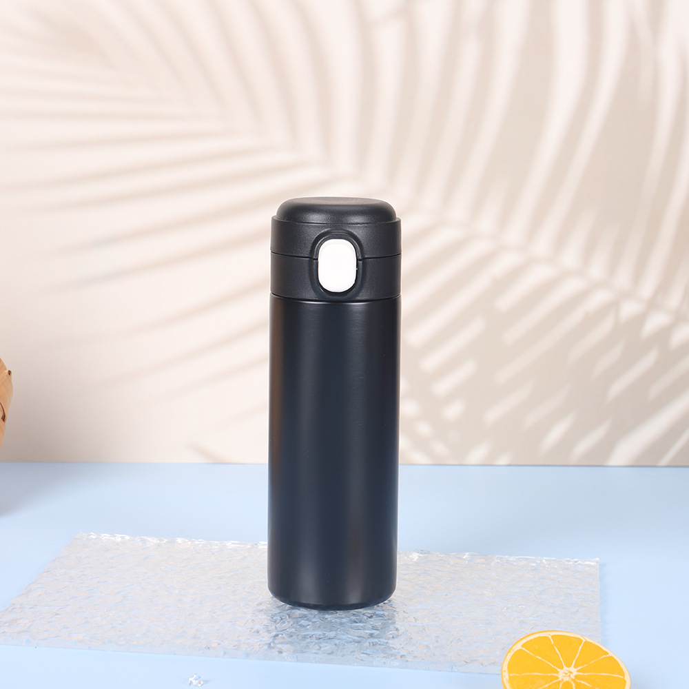 Taza térmica de acero inoxidable de 320ML, Taza Termo para el hogar y la Oficina, cubierta que rebota, termo, taza para café, té, leche, botella térmica: Negro