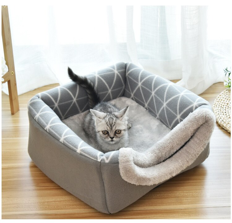 Djurkatt hundbo dubbel användning varm mjuk sovsäng husdjur halkfri ventilerande katthus hund liggunderlag filt hundkoja l/xl