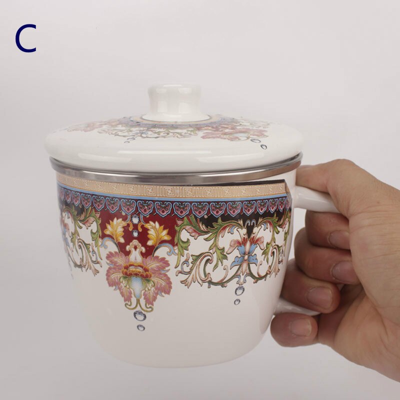 Enamel Tea Cup, enamel soymilk cup, enamel milk cup, enamel coffee cup. 12cm, 940ml thickened environmental protection cup. .: C