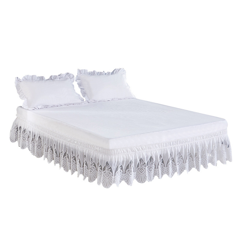 Enipate flæser blonder ren farve seng nederdel elastisk løs seng forklæde seng nederdel dobbelt fuld dronning king size seng indretning