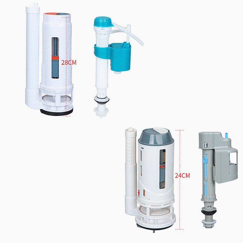 One Piece Toilet Drain Valve Old-fashioned Toilet Filling Valve Round Double Push Button Water Tank Fittings Sets,JO21088