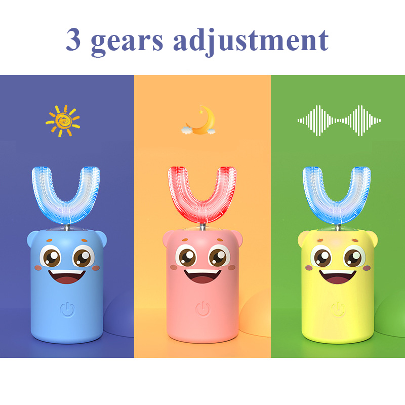 Kinderen U-Vormige Elektrische Tandenborstel Volautomatische Cartoon Ultrasone Smart U-Vormige Tandenborstel Siliconen Elektrische Tandenborstel