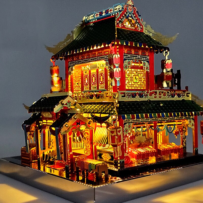 Diy Doll House Zhonghua Street Series Metal Mosaic Chinese Architectural Model Jingwumen Silk And Satin Shop: Gray