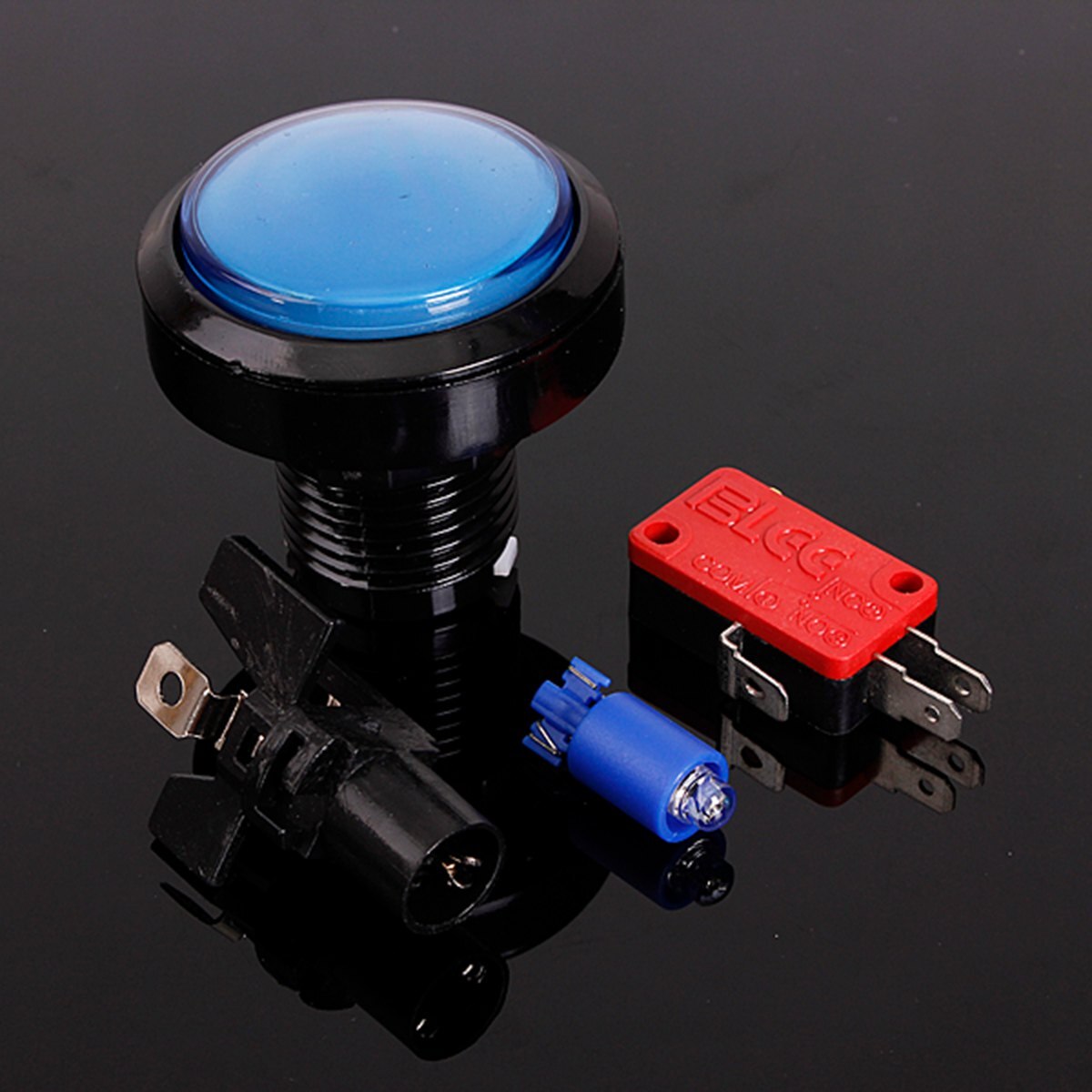 45mm Push Button Arcade Button Led Micro Switch 5V/12V Power Button Switch Set Green/Yellow/Red/White/Blue Coin Operated Games: Blue