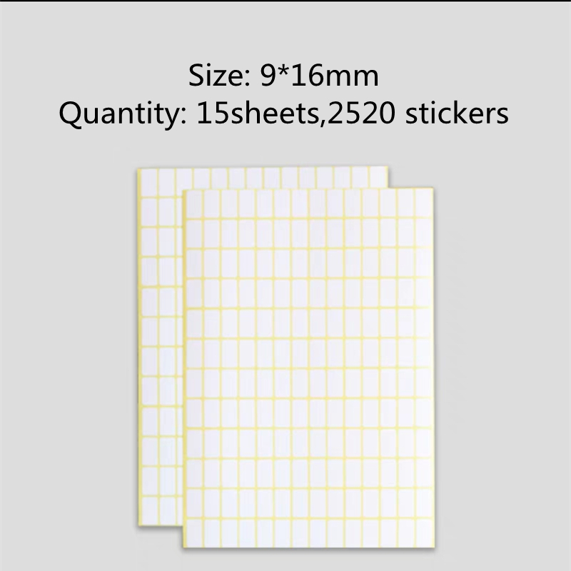 15Sheets Paper Self Adhesive Sticky White Label Name Stickers Blank Note Label Bar DIY Stationery Sticker Various Sizes Optional