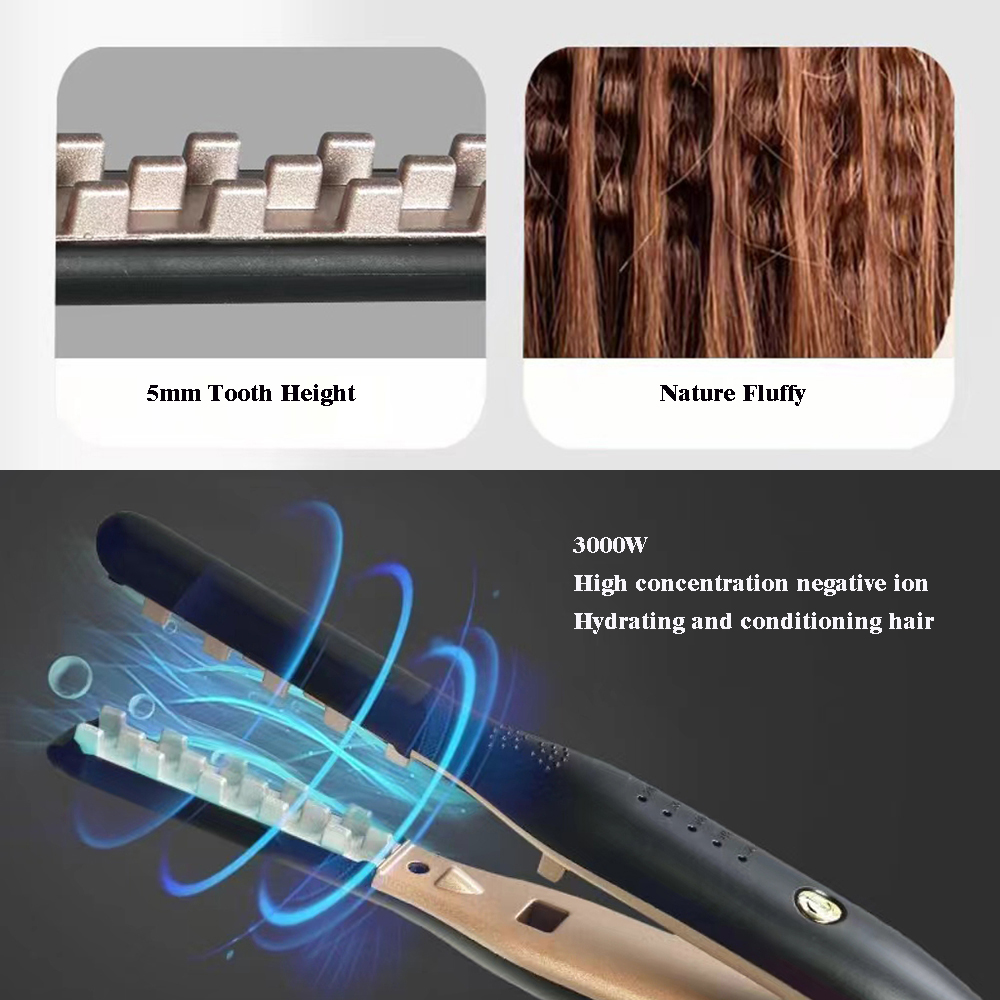 3d Raster Haar Crimper Ijzeren Volumizer Keramische Professionele Haar Pluizige Gegolfde Krultang Platte Ijzeren Maïs Haar Spalk
