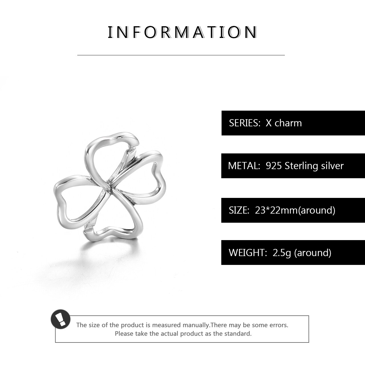 925 Sterling Silver Hollow Lucky flowers Beads Bracelet & Bangle for Women Men Hard Rubber Chain Beads Black Bracelet