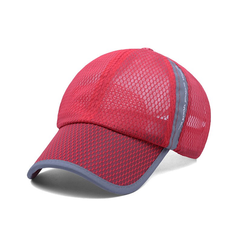Sommer unisex par hat hurtig tør udendørs uv beskyttelse afslappet sport plaid mesh hætter: Rød