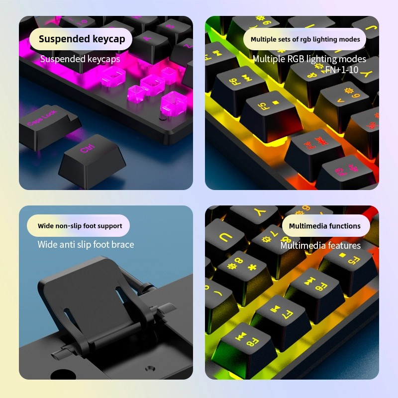 Leikui k87 Ergonomic Wired Keyboard，Mechanical Feel, Clear Tones for PC/Laptop/Windows/Mac