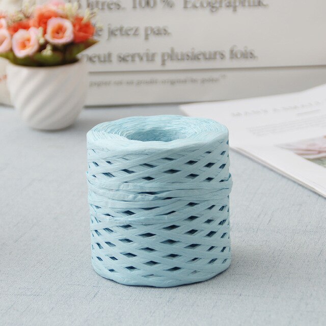 1 stücke 200m/rolle Bast Papier Bänder Verpackung Schnur Seil Für Kasten Verpackung Diy Handwerk Dekorationen: Himmel Blau