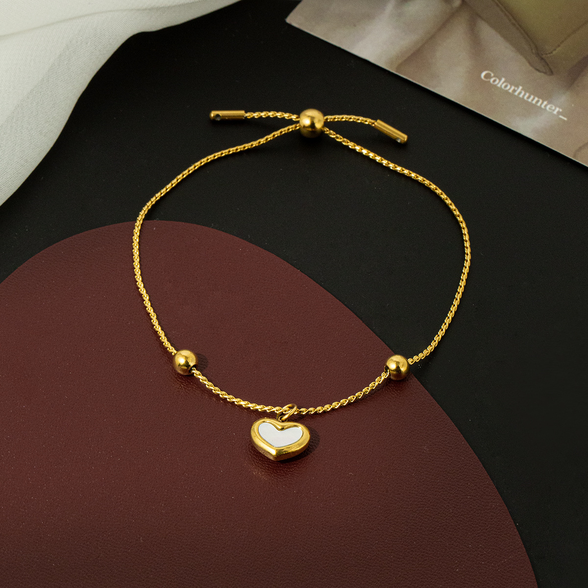316L Rvs Mode Upscale Sieraden Hart Natuurlijke Shell Trekkoord Passen Lengte Charm Snake Chain Armbanden Voor Vrouwen: Default Title