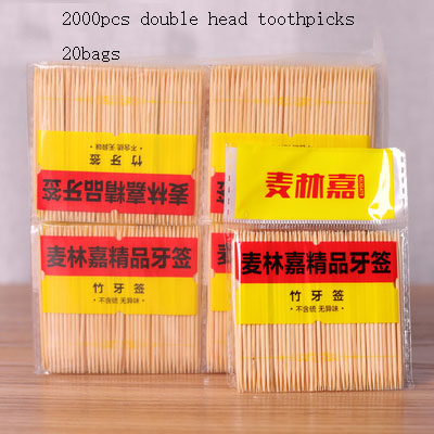 Bamboo toothpicks automatic pressing toothpick box bulk tooth picks hygiene teeth cure cleaning dent disposable toothpicks: double head c