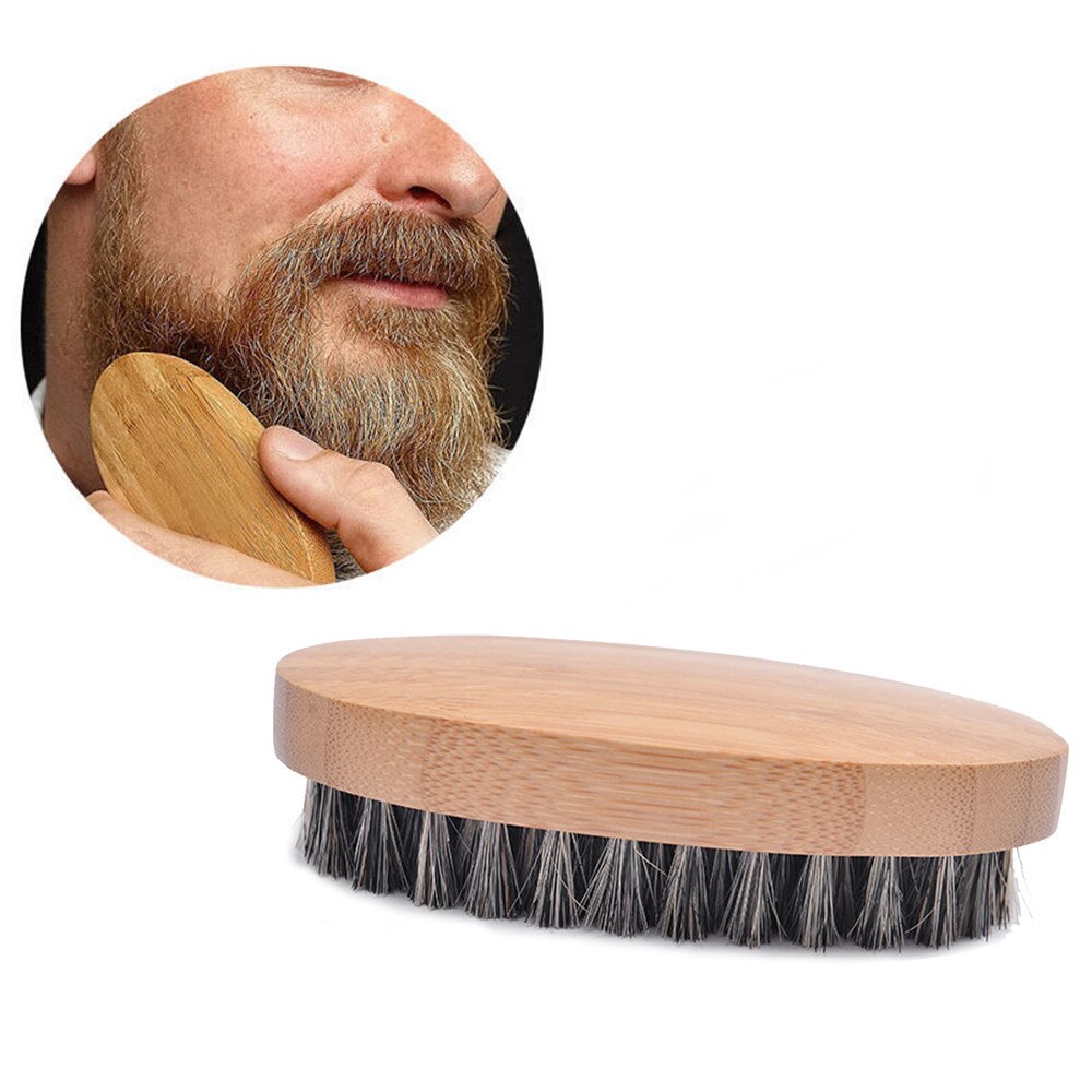 Hommes barbe brosse sanglier poils moustache rasage peigne brosse visage Massage Facial cheveux nettoyage brosses hêtre bois poignée peigne 1121: Default Title