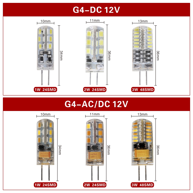 10 stk./parti led  g4 g9 12v 220v ac  dc 1w 2w 3w 4w 5w 6w udskift 40w 60w halogenlampe lys 360 strålevinkel lysekrone led pære lampe
