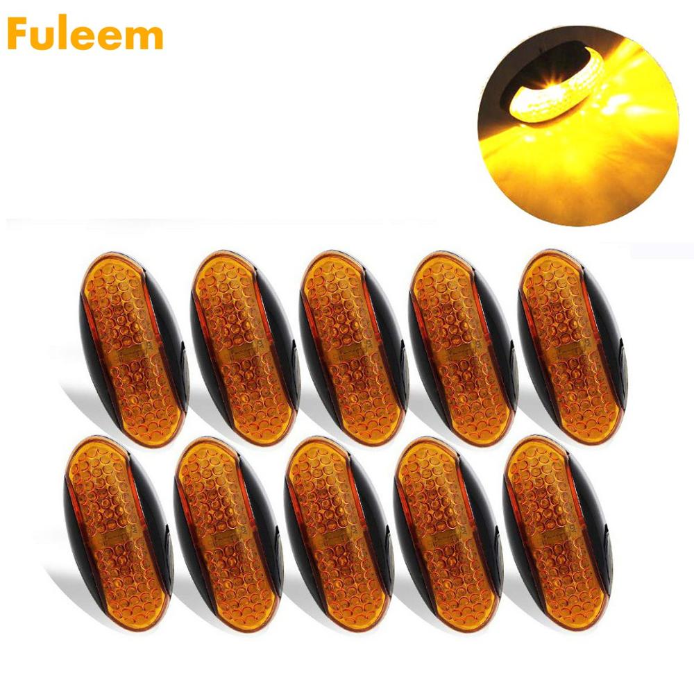 Fuleem – feu de gabarit latéral imperméable à 4 LED ambre 12V 24V, lampe de dégagement, pour camion et remorque, 10 pièces
