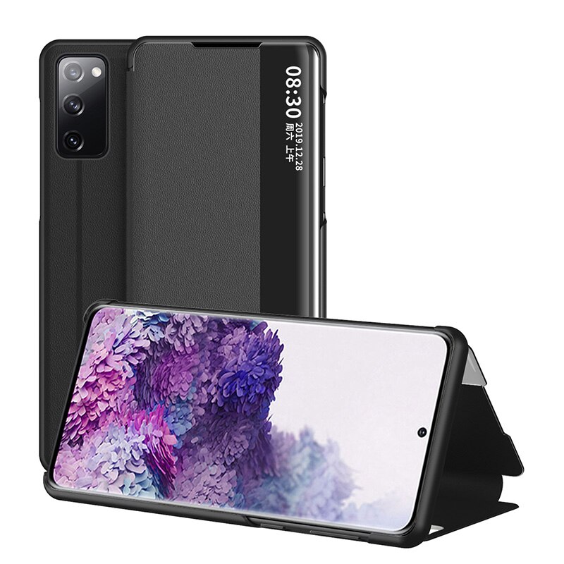 Vista inteligente caso da aleta para samsung galaxy s21 ultra 5g casos de couro sono automático acordar capas samsung s21 plus s 21 fundas pára-choques: S21 Ultra / Black