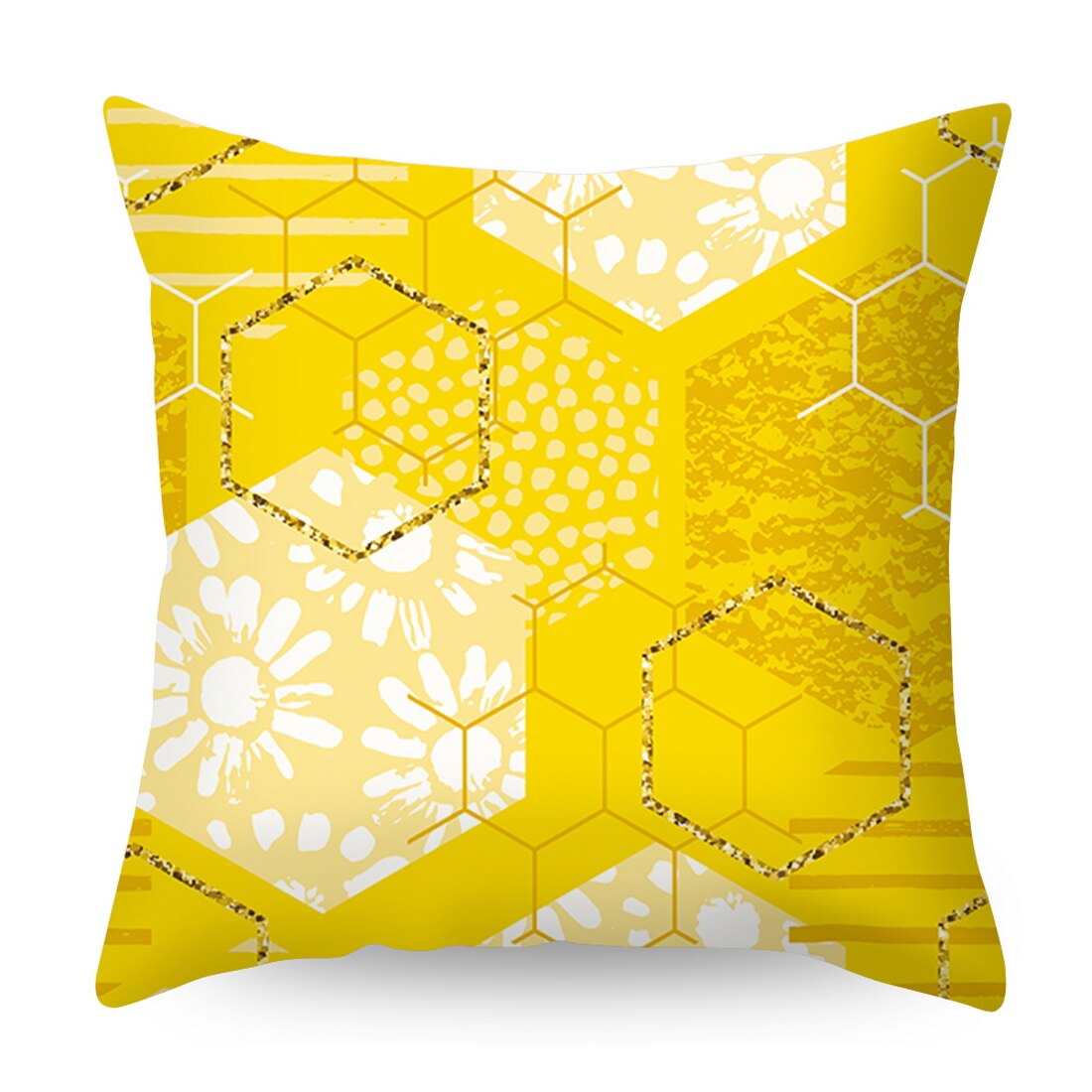 Urijk Geometric Printed Throw Pillow Case Yellow Gray Diamond Wave Waist Cushion Cover Office Sofa Housse de Coussin Kussenhoes: 1
