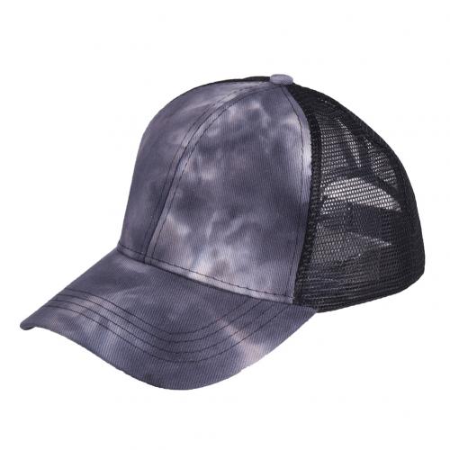 Udendørs kvinder slipsfarve anti sol justerbar bomuld baseball cap mesh hestehale hat til udendørs slipsfarve åndbar baseball cap hatte: Sort