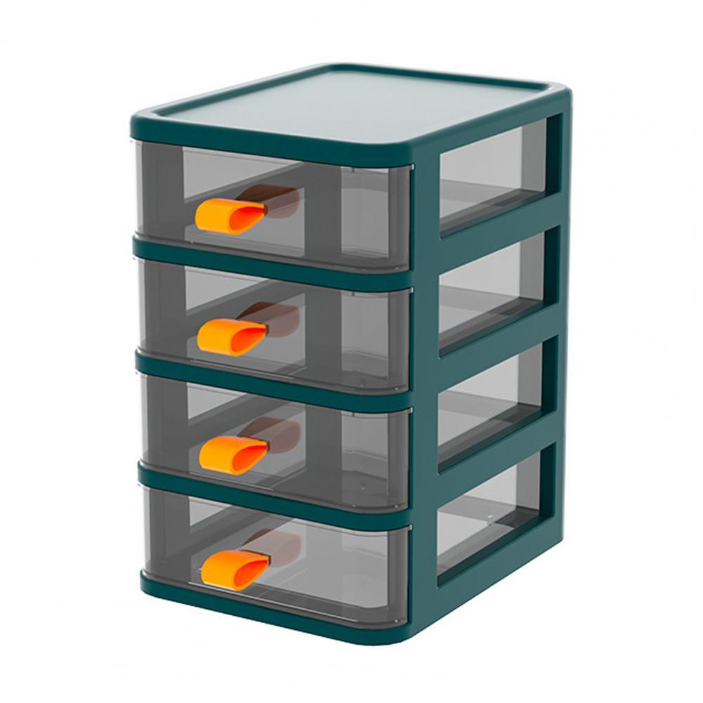 Storage Boxes Stable Plastic Multi-layer Drawer Cube Storage Organizer Desktop Drawer Storage Container: Green 4 Layers