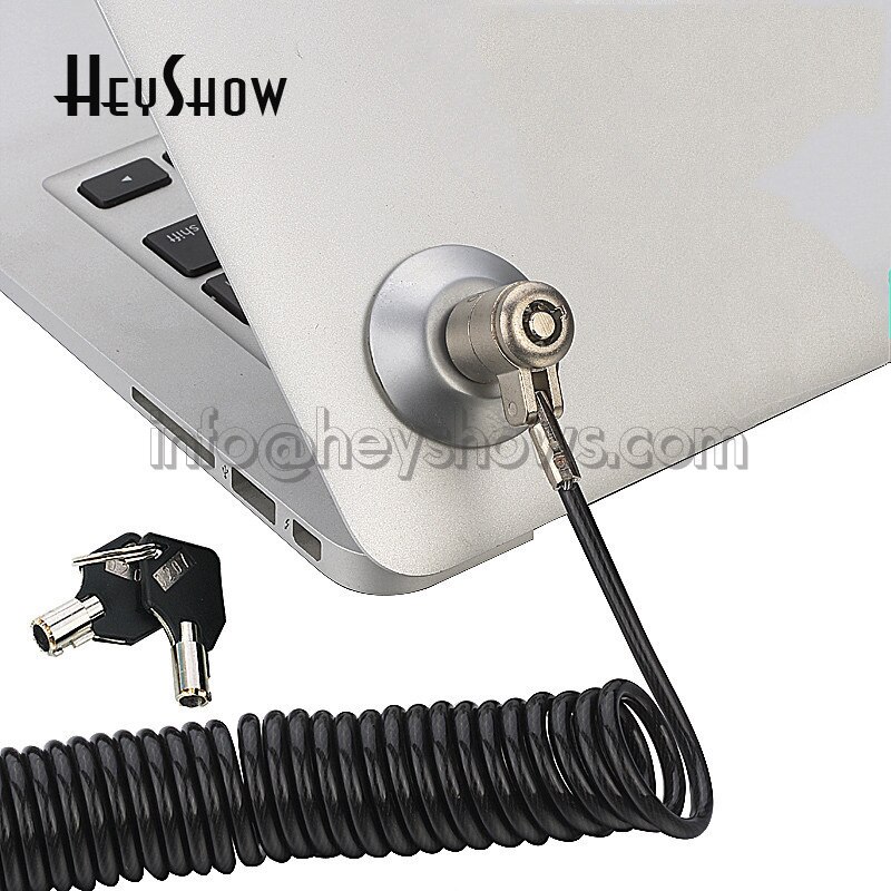 Universal Spiral Steel Wire Laptop Lock Coil Computer Security Cable Notebook Anti Theft Rope Spring Cord Black With Keys