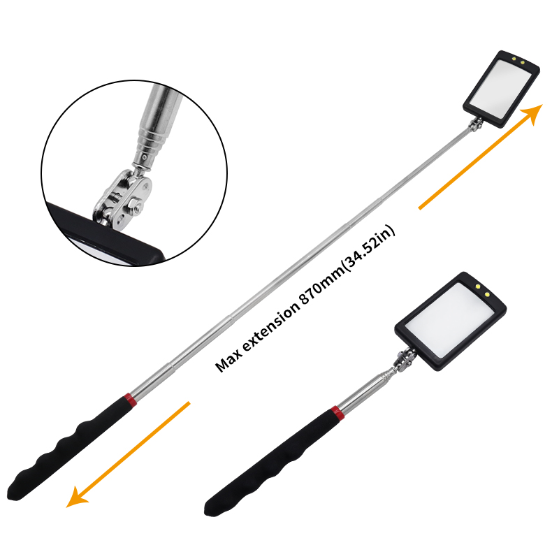 Endoscópio de chassi de automóvel 360 ° Espelhos telescópicos ângulo led luz ampliação espelho de inspeção ferramentas de detecção de reparo de carro