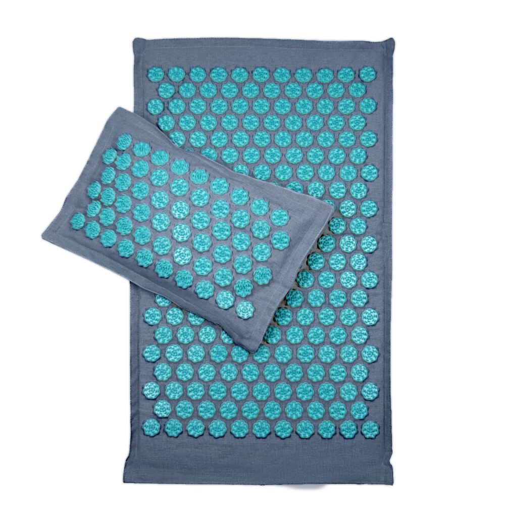 Lotus Acupressure Mat Set Back Body Massage Mat with Pillow Coconut Fiber Pain Relief Shiatsu Massage Cushion Yoga Mat Spike: Gray pillow mat