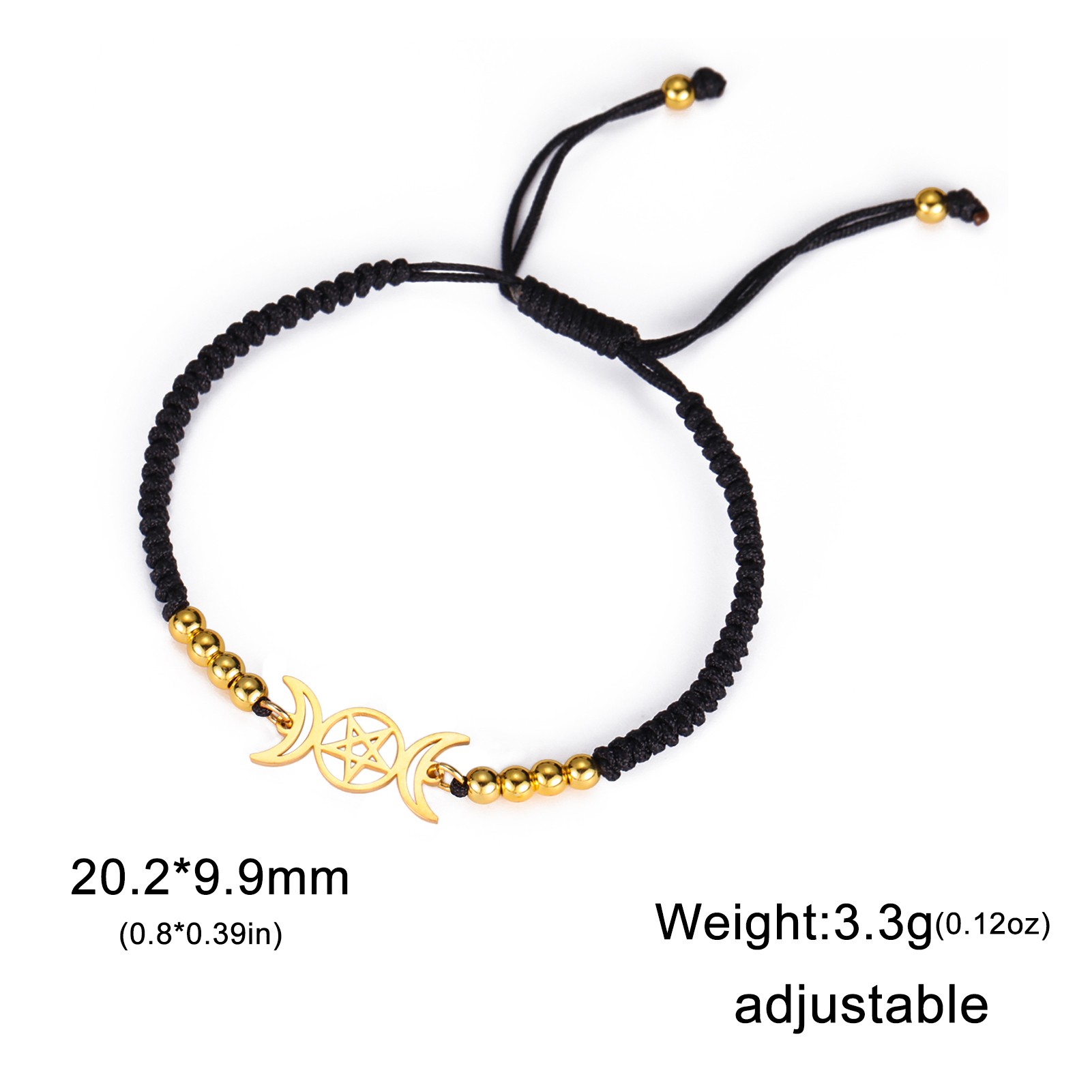 COOLTIME Triple Moon Goddess Bracelet for Women Men Stainless Steel Pentagram Magic Wicca Amulet Bracelet Jewelry Birthday: dark green