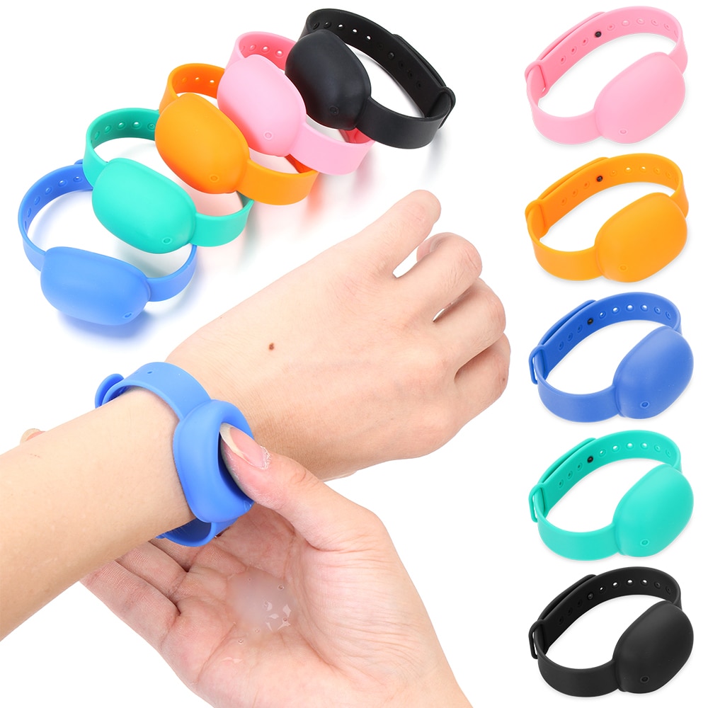 Dispensador portátil de silicona para viajes, para adultos y niños, Gel líquido para lavar a mano, pulsera con almacenamiento