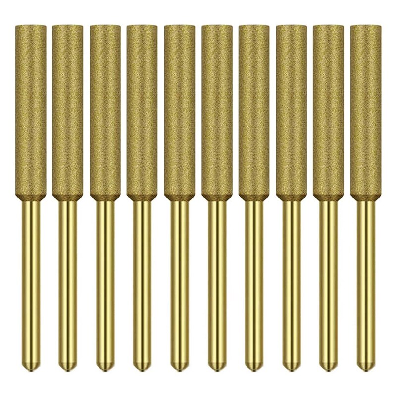 10 Pcs Elektrische Kettingzaag Slijper Steen Braam Slijpen Steen Bestand, Titanium Plated Diamant Slijpen Wielen (4.0Mm): Default Title