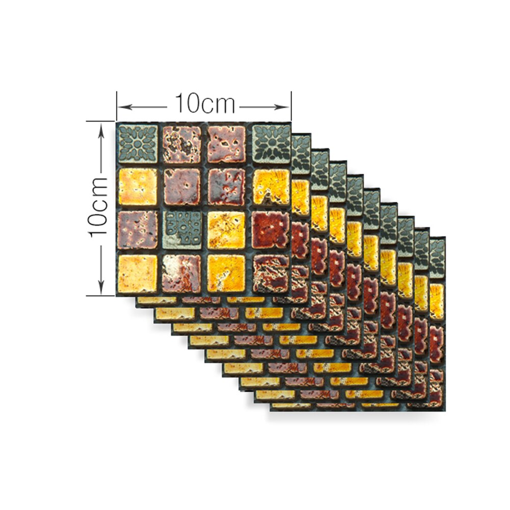 10 stk / sett diy mosaikk mønster fliser klistremerker møbler unike fliser klistremerker vanntette bad vegg gulv dekaler: C