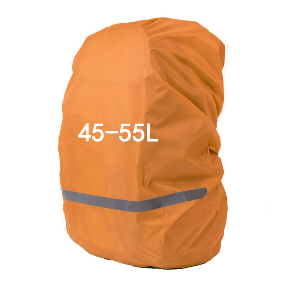30-70l nætters reflekterende regnslag rygsæk vandtæt udendørs camping vandre rygsæk overtræk sport taske overtræk rejse regnslag: Orange 45-55l