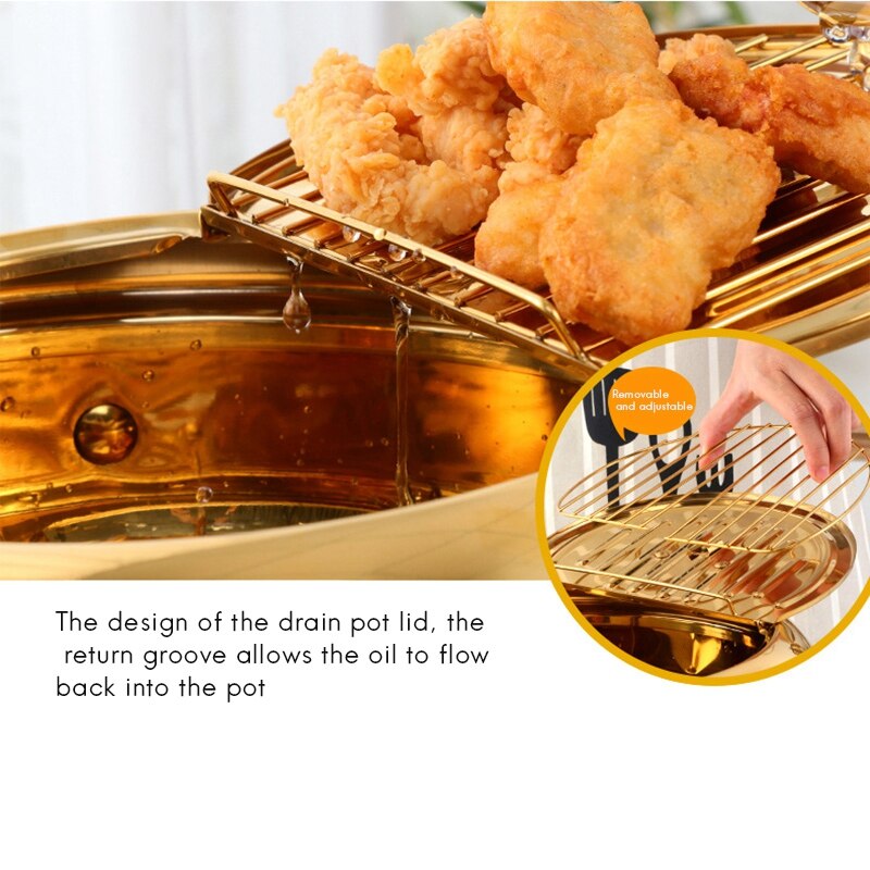 Frituren Pot Met Een Thermometer En Een Deksel 304 Roestvrij Staal Keuken Tempura Friteuse Pan Keuken Gereedschap