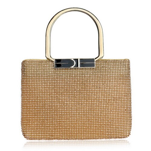 SEKUSA Voller Strass Abend Tasche Schild Kupplung Kristall Kette Weichen Kette Schulter Bote Hochzeit Geldbörse Tasche Für Hochzeit Party: YM1218Gold