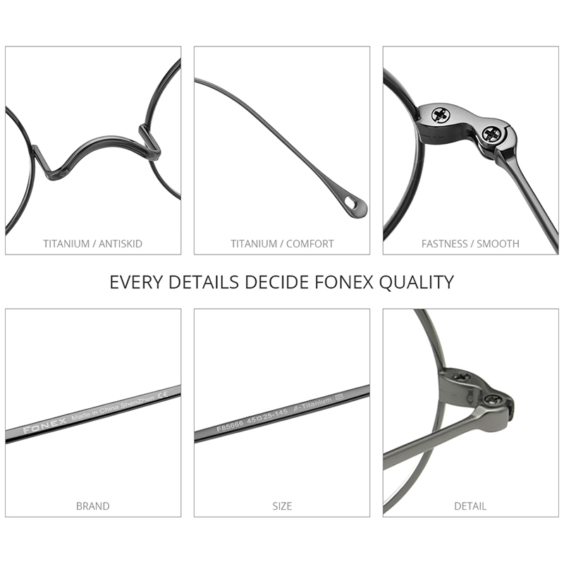 FONEX Titan Brille Rahmen Männer Vintage Runde Brillen Frauen Retro Ultraleicht Japanische Brillen 85666