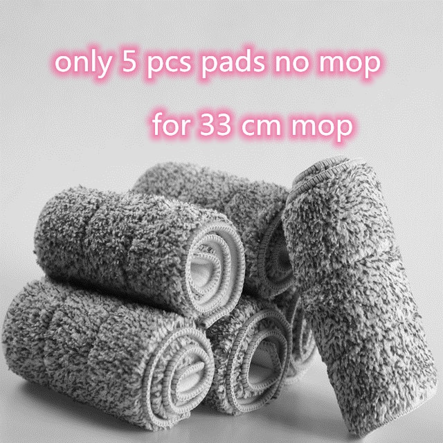 Magic Mop Free Hand Washing Lazy Mop Cleaner Self-Wring Squeeze Household Cleaning Automatic Dehydration: Only 5 pcs 33cm pads
