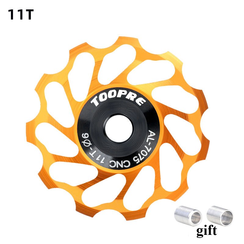 Bicycle Ceramic Guide Pulley Rear Derailleur Aluminum 11T MTB Road Bike Guide Ceramics Bearing Jockey Wheel Bicycle Accessories: 1pc gold