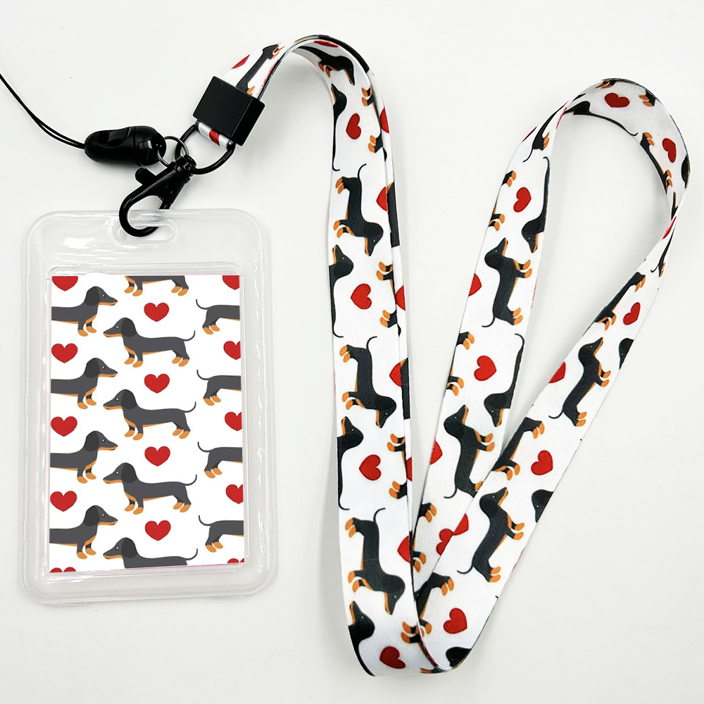 Dachshund Dog Men’s Lanyard Dog Print ID Badge Holder Lanyard for Keys Chain Cool for Boys: Red / Pink