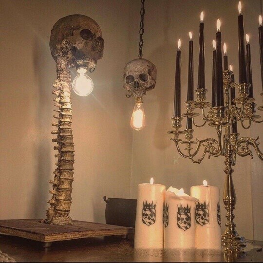 Halloween kranium skelet lampe horror 3d statue bordlys fest ornament rekvisit hjem soveværelse dekoration skræmmende rekvisit