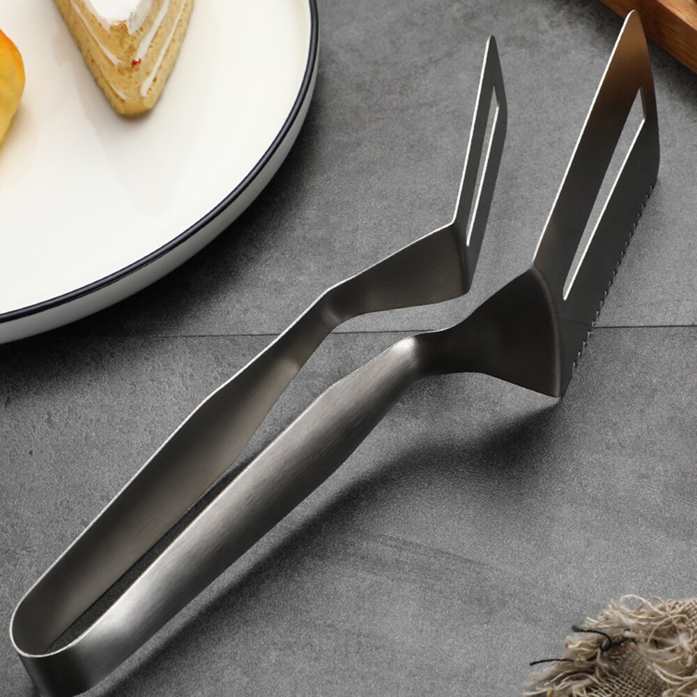 Stainless Steel Tongs Pizza Shovel Spatula Fried Fish Meat Cutter Food Helper Turner Divider Pastry Serrated Edge Kitchen Tools