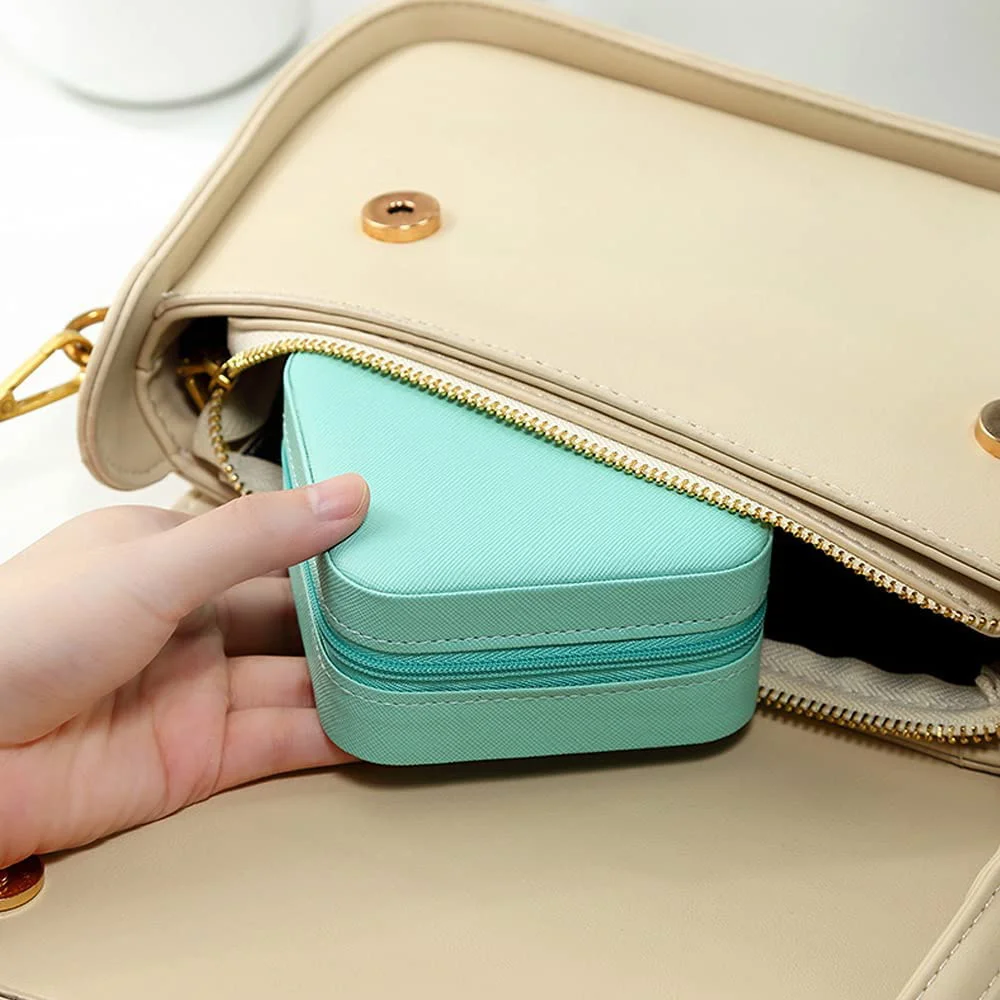 Jewelry Box Ornaments Organizer Display Travel Portable Zipper Storage Case Wreath Printing Series Earring Holder