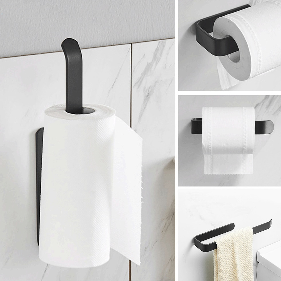 Keuken Papier Badkamer Tissue Handdoek Zwarte Houder Voor Onder 10.5 Inch Tall Papieren Handdoek Rollen Kast Wall Mount Installeren Verticall