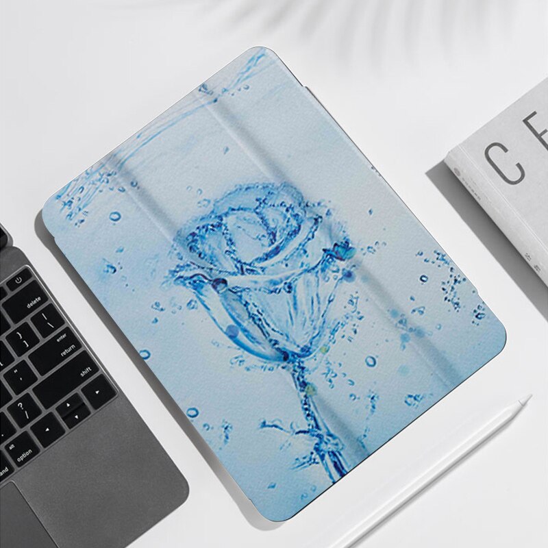 Samsung Galaxy Tab E 9.6 9.6'' tablet case Flip PU Leather Smart wake sleep Trifold coque with stand for SM-T560 T561 Funda: Ice Rose