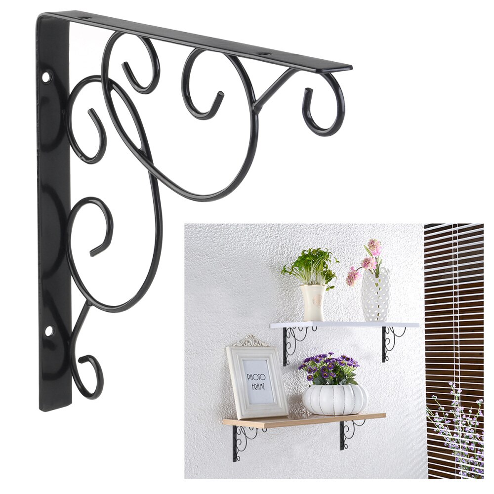 WINOMO Pack of 4 Decorative Iron Wall Mounted Shelf Brackets for Set Top Box