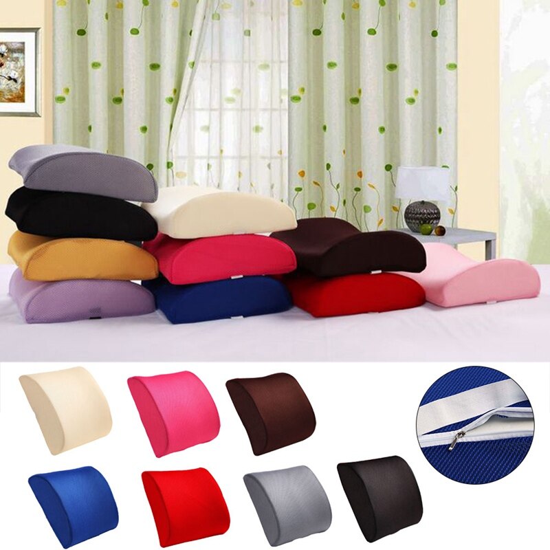 Memory Foam Lumbar Cushion Lower Back Support Pillow Posture Correcting Car Seat Home Office Chair