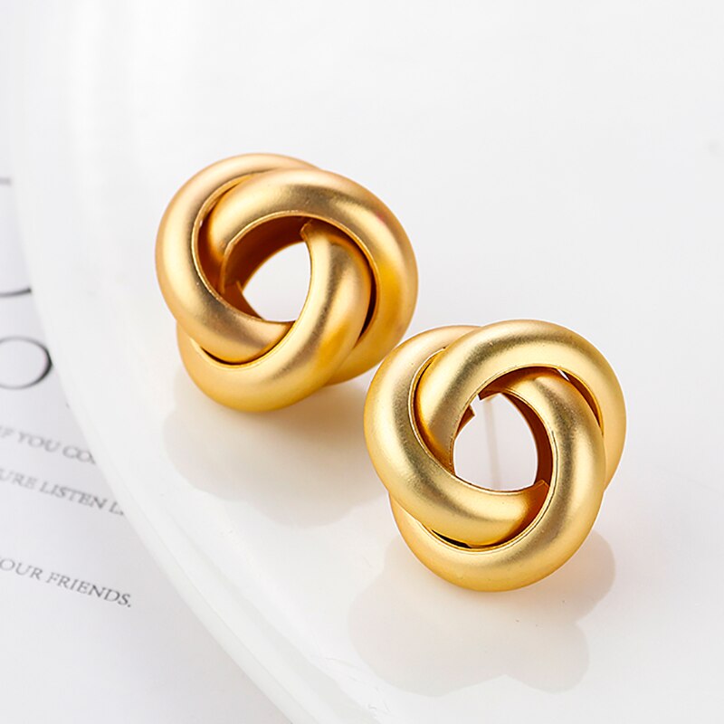 Aensoa Gold Kleur Twist Kleine Oorbellen Voor Vrouwen Geometrische Leuke Knoop Dangle Verklaring Oorbellen Oorbel Sieraden