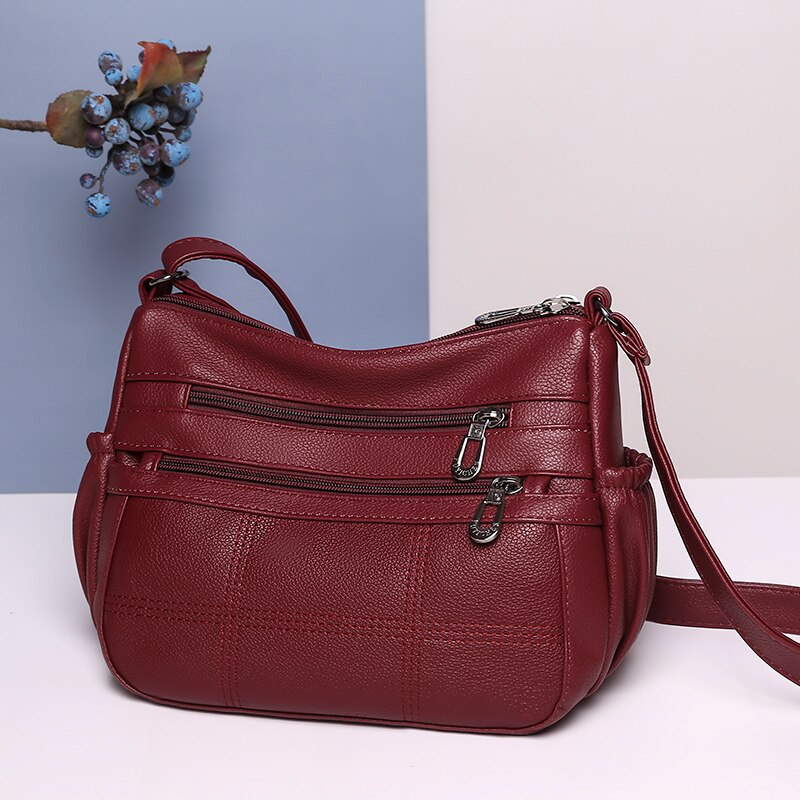 retro-taschen für damen, klassische Bote-Taschen, schultertaschen, schlichte damen-crossbody-handtaschen aus pu-leder: Burgund