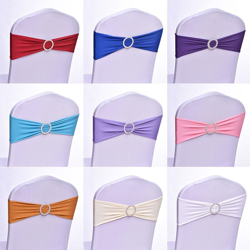 10PC Spandex Chair Bands Spandex Chair Sash Stretch Lycra Chair Band with Buckle for Wedding Party Decoration