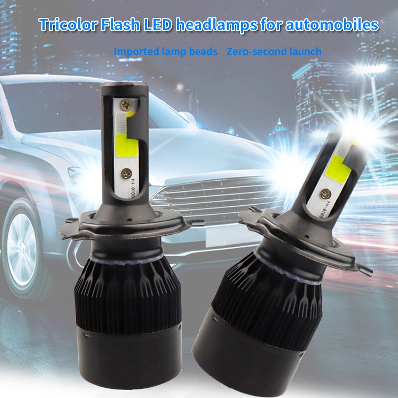 2PC Drei Farbe C6 Auto Scheinwerfer Aluminium 12V 36W 4800LM LED Scheinwerfer für Auto H1 H4 H7 h8 H9 H11 H13 Kolben LED Scheinwerfer Lampen